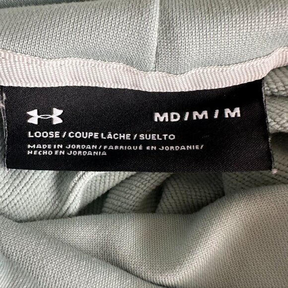 UA UNDER ARMOUR Atlas Green Logo Sweatshirt M | Funnel Neck Relaxed Camouflage - Picture 10 of 10